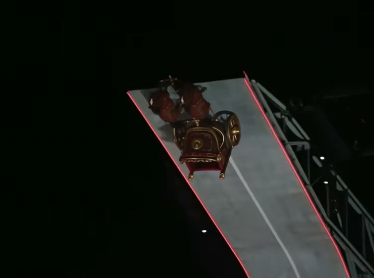 Horse carriage on the curved ramp in a sample stunt video